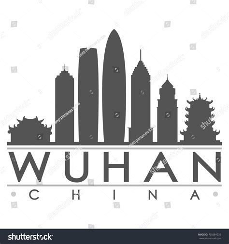 Wuhan China Asia Skyline Silhouette Design: เวกเตอร์สต็อก (ปลอดค่า ...