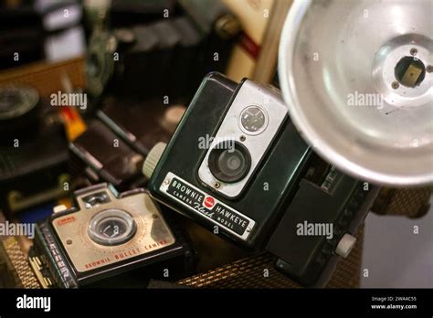 A Kodak Brownie Hawkeye Flash Model camera and Kodak Brownie Bullet ...