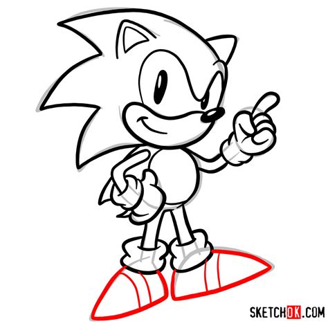 How to draw Sonic the Hedgehog SEGA games style - SketchOk