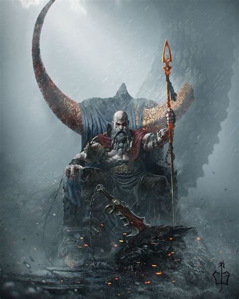 God of War Fanart Exhibits the Mighty Kratos Upon His Throne ...