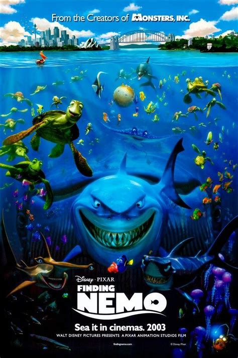 the poster for finding nemo 3 is shown in front of an underwater scene ...