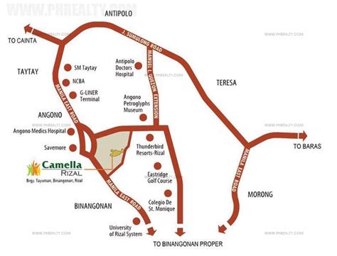 Location & Address of Camella Homes Camella Binangonan - Binangonan, Rizal.