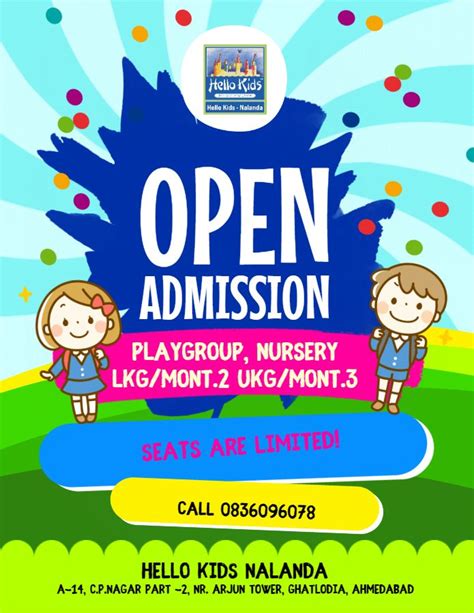 Hello Kids Nalanda Ghatlodia Ahmedabad | Admissions poster, School ...