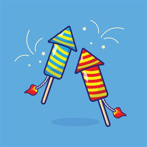 Firecracker vector illustration. Isolated blue background. Cute cartoon ...