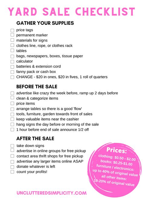 10 Yard Sale Tips That'll Clear Your Clutter Fast (With Free Printable ...