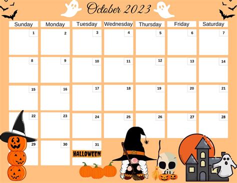 October 2023 Calendar Fall 2023 Halloween Witches Skulls - Etsy Singapore