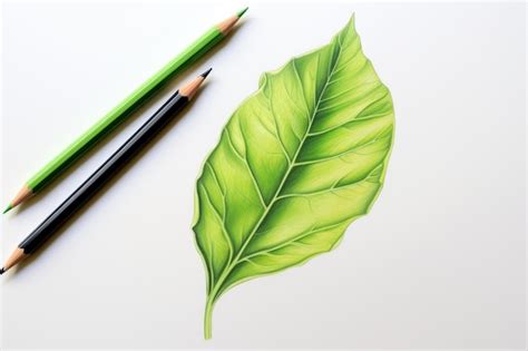 Leaf drawn with a green colored pencil | Premium AI-generated image