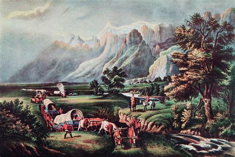 1800s Emigrants Settlers Wagon Train Painting by Vintage Images - Pixels