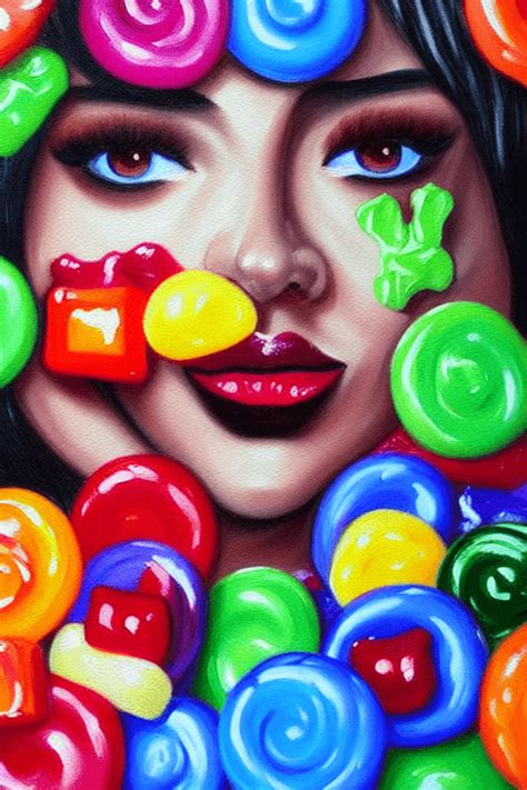 Digital Graphic Face with Candy Colorful Painting · Creative Fabrica