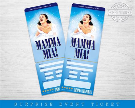 Printable Mamma Mia Broadway Surprise Ticket, Mamma Mia Musical ...