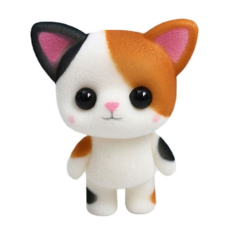 Little Cute PVC Flocking Animal Calico Cat Dolls Creative Gift Kids Toy ...