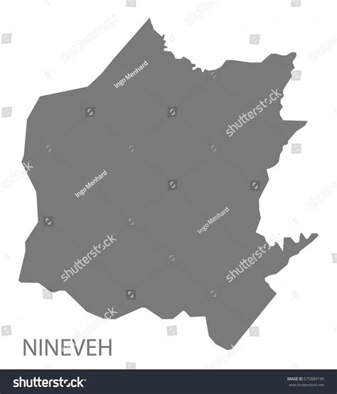 Nineveh Iraq Map Grey Illustration Silhouette Stock Vector (Royalty ...