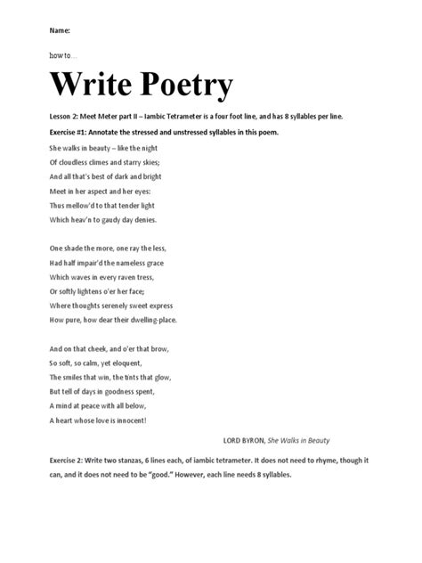 How To Write Poetry #2 - Iambic Tetrameter | PDF