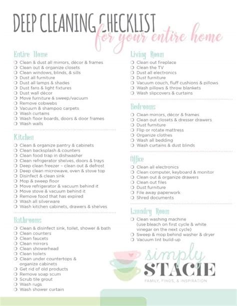 Deep Cleaning Checklist Free Printable - FREE PRINTABLE TEMPLATES