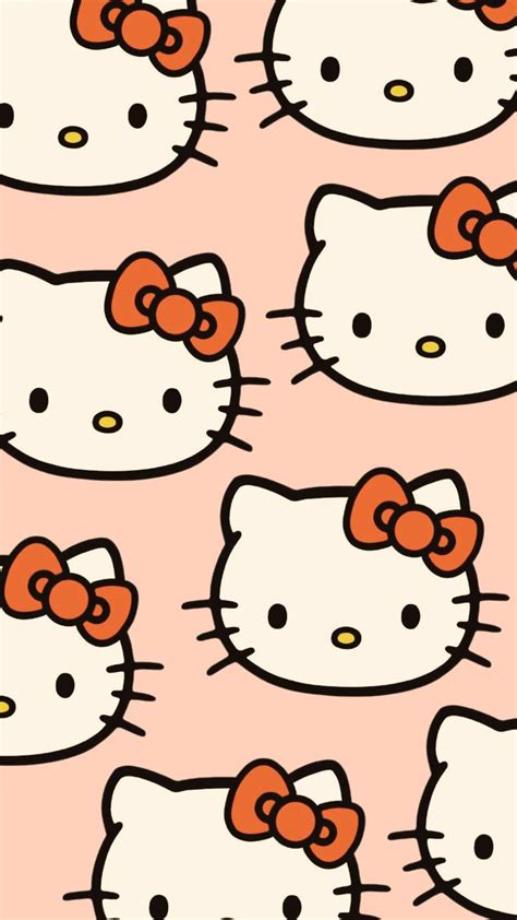 an image of hello kitty wallpaper in pink and white colors with orange ...