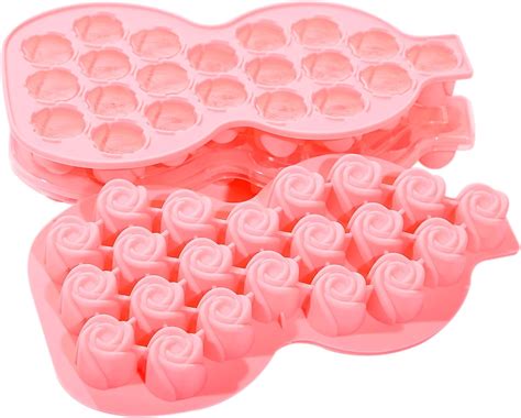 Amazon.com: Aisiming Ice Cube Tray With Lid, Silicone Rose Ice Cube ...