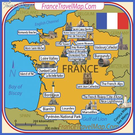 France Map Tourist Attractions - ToursMaps.com