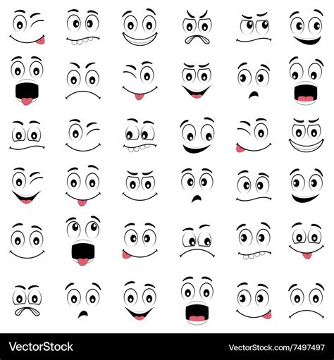 Cartoon faces with different emotions Royalty Free Vector