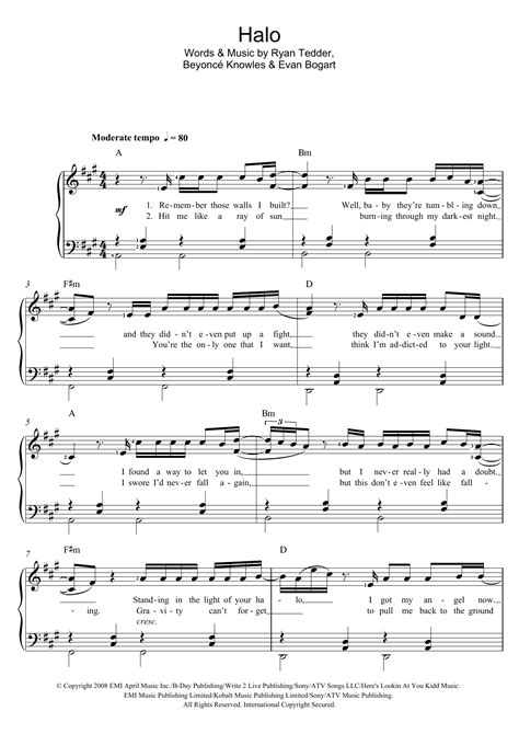 Halo by Beyoncé Sheet Music for Piano & Vocal at Sheet Music Direct