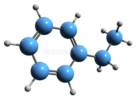 3D Image of Ethylbenzene Skeletal Formula Stock Illustration ...