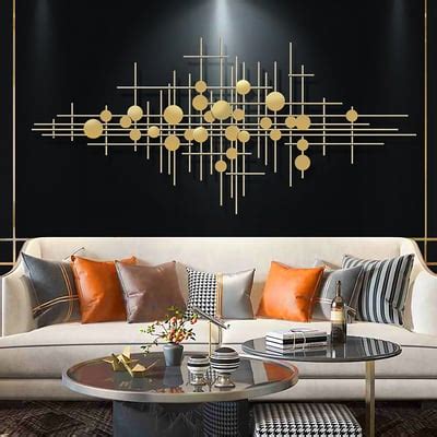 58.3" Modern Gold Metal Wall Decor Abstract Bar & Dots Wall Art for ...