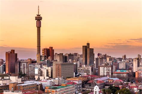 Johannesburg Skyline At Dusk, Johannesburg, Gauteng Province, South ...