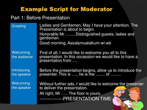 Example script for moderator