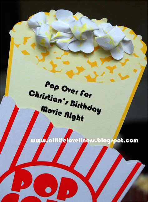 Popcorn Birthday Party Invitations A Little Loveliness Popcorn Movie ...