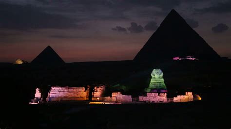 The Great Sphinx Pyramids Night Light Show Stock Footage SBV-307103543 ...