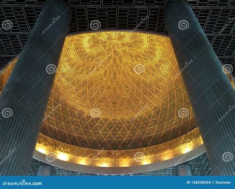 Interior Dome of Masjid Istiqlal, Jakarta, Indonesia Stock Photo ...