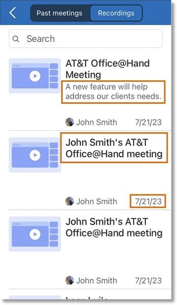 Viewing and Managing Video Meeting in Recordings AT&T Office@Hand ...