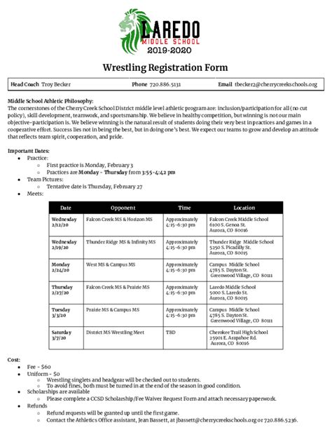 Fillable Online Thunder Ridge Middle School Athletics Fax Email Print ...