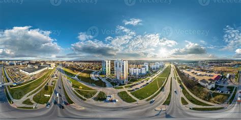 aerial full seamless spherical hdri 360 panorama view above road ...