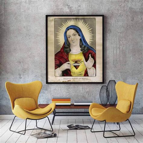 Sacred Heart of Mary Poster Printable Art Instant Download - Etsy