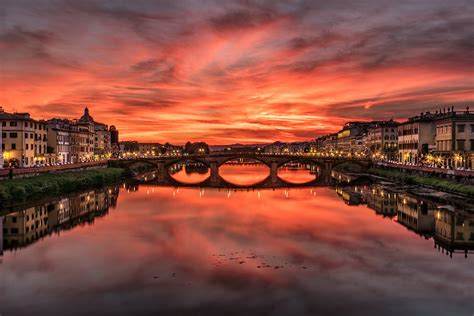 Sunset over the Arno River in Florence, Italy: Italy 2017 workshops ...