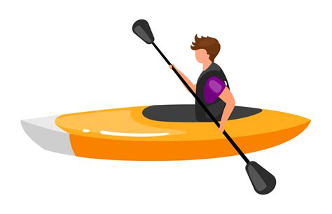 Kayaking flat vector illustration. Extreme sports experience. Active ...