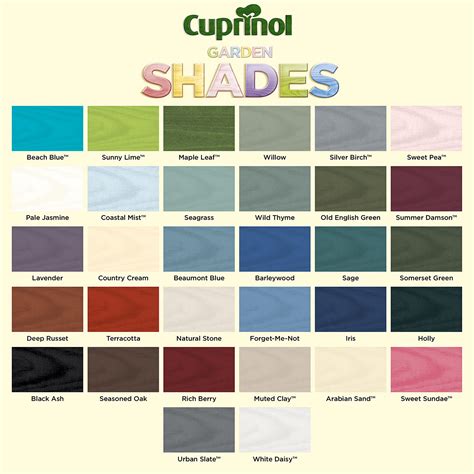 Cuprinol Garden Shades Colour Chart