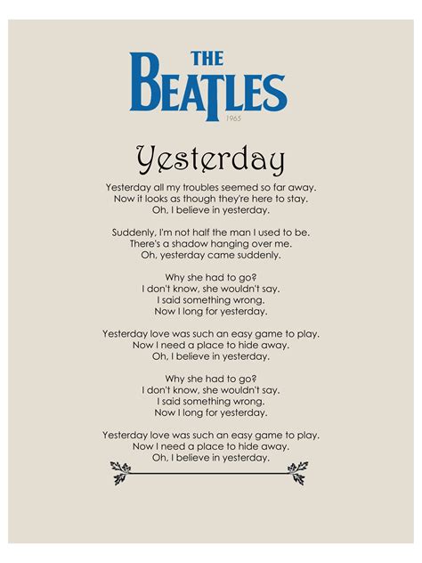 Beatles Song Lyrics