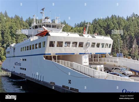 The Bowen Island ferry docked at Snug Cove on Bowen Island near ...