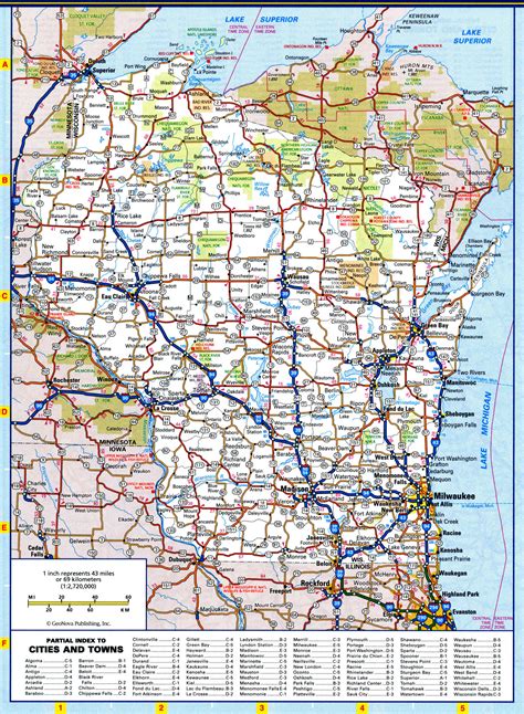 Map of Wisconsin roads and highways. Free printable road map of Wisconsin