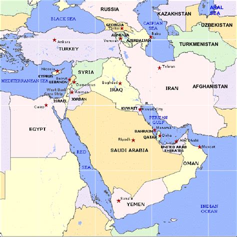 Map of the Persian Gulf, the Caspian Sea and Neighboring Countries ...