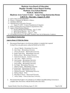 Hazleton Area Board of Education Regular Monthly Board ... / hazleton ...