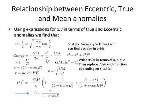 Eccentric and Mean anomalies Keplers equation f g