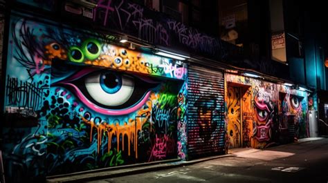 Graffiti With Eyes On An Alley Background, Australian Street Art ...