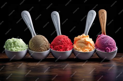 Premium AI Image | Ice cream scoops in various flavors side by side ...