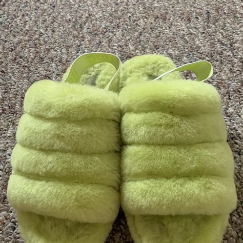 Neon green/yellow Ugg slippers Practically brand... - Depop