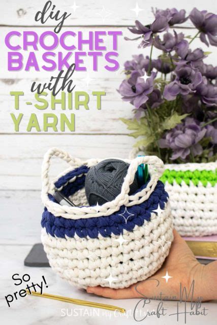 T-Shirt Yarn Crochet Basket with Handles Pattern – Sustain My Craft Habit