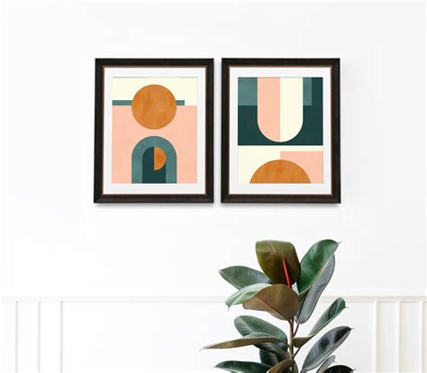 Set of 2 Prints Minimalist Art Geometric Printable Art | Etsy