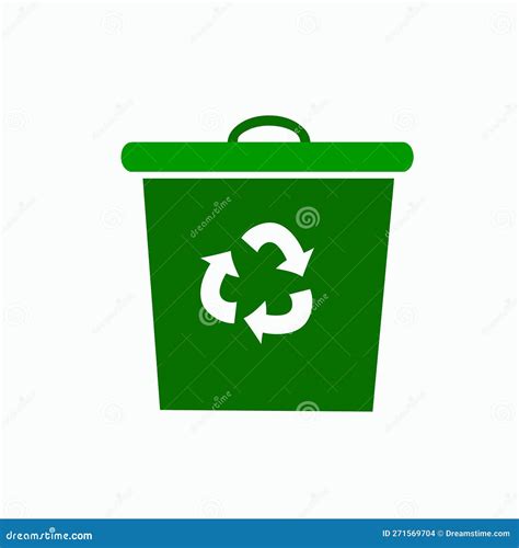 Dustbin Green Icon Logo Vector Illustration Stock Vector - Illustration ...