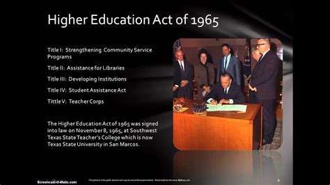 Higher Education Act of 1965 - YouTube